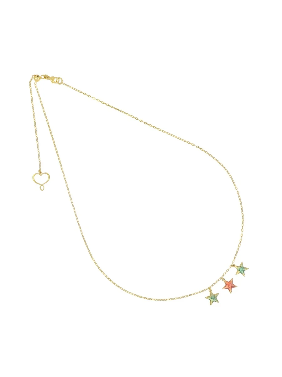 maman et sophie girocollo archivio 3 cuori pendenti smalto rosso argento 925 oro giallo